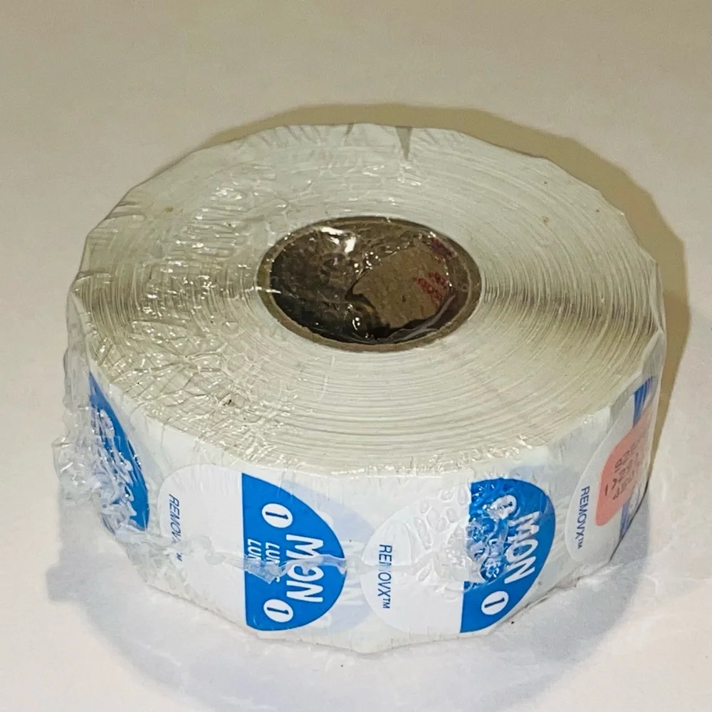 Removx 1” Circle Food Rotation Labels, Blue Monday